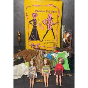 Vintage Topper Dawn Doll Lot Dolls, Clothes, Shoes, Accessories w/ Case